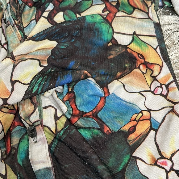 IQ Paris Vintage Stained Glass Novelty Print Made In NYC Button Down Shirt Sz S - Picture 12 of 13